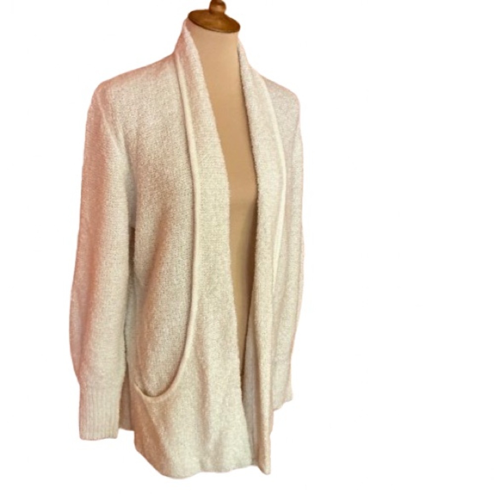 Vtg 90s fuzzy oversized cream cardigan